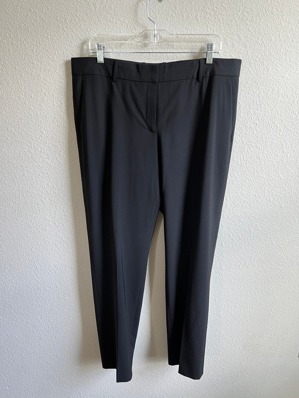 Theory Black Wool Blend High Rise Straight Trouser Women's 16 Pants Plus Size